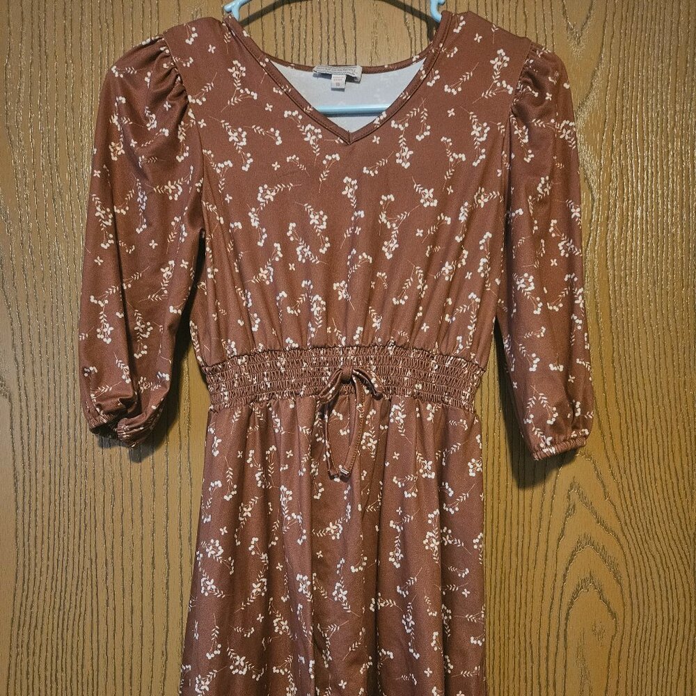 Social Academy girls dress, brown floral size M
